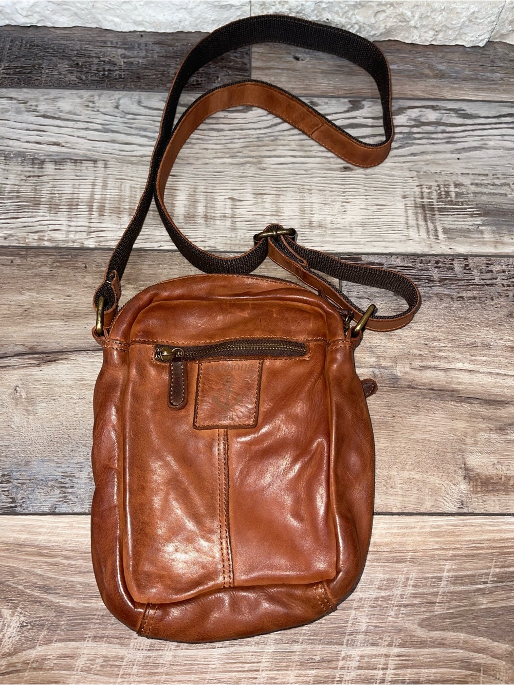 Harbour 2nd Brown Leather Crossbody Bag Anchor Logo Small Shoulder Purse